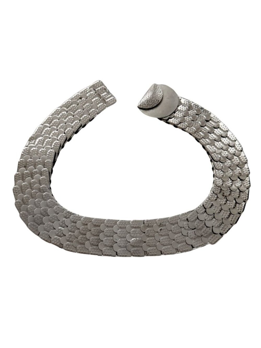 Vtg 80s Silver Tone Fish Scale Snake Mesh Flexible Belt